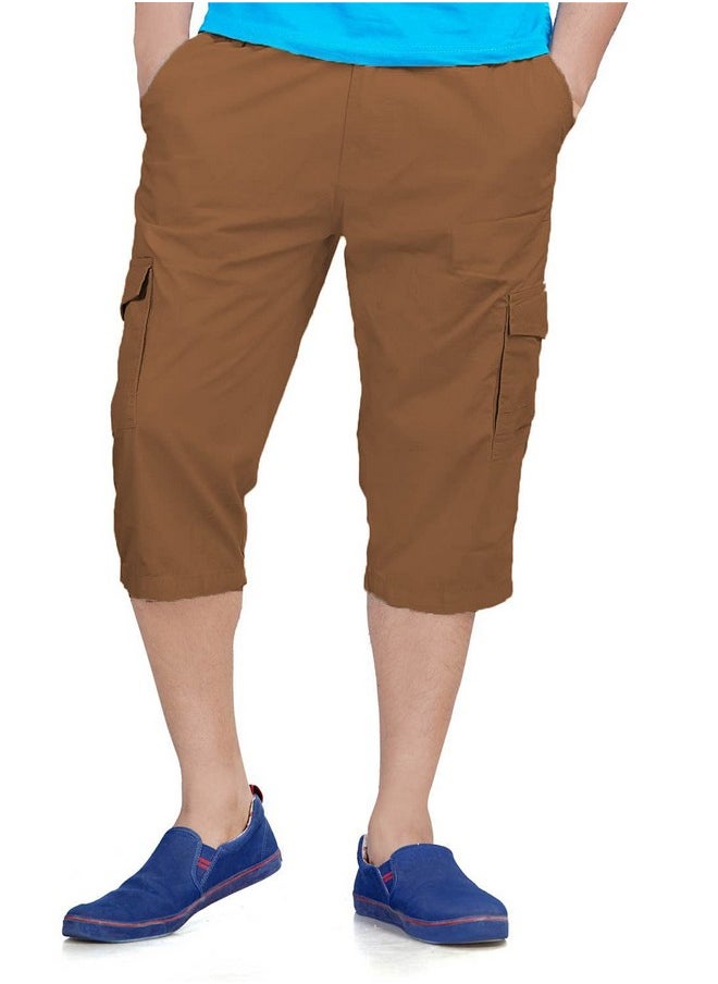 0-Degree - 0-DEGREE Men's Regular Fit Three Quarter Shorts Mehendi 40 Inch Waist - Image 1