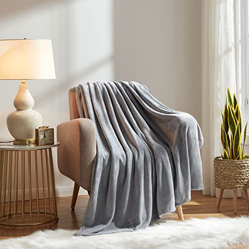 KMUSET Fleece Blanket Throw Size Grey Lightweight Super Soft Cozy Luxury Bed Blanket Microfiber Factory Shop - Image 3