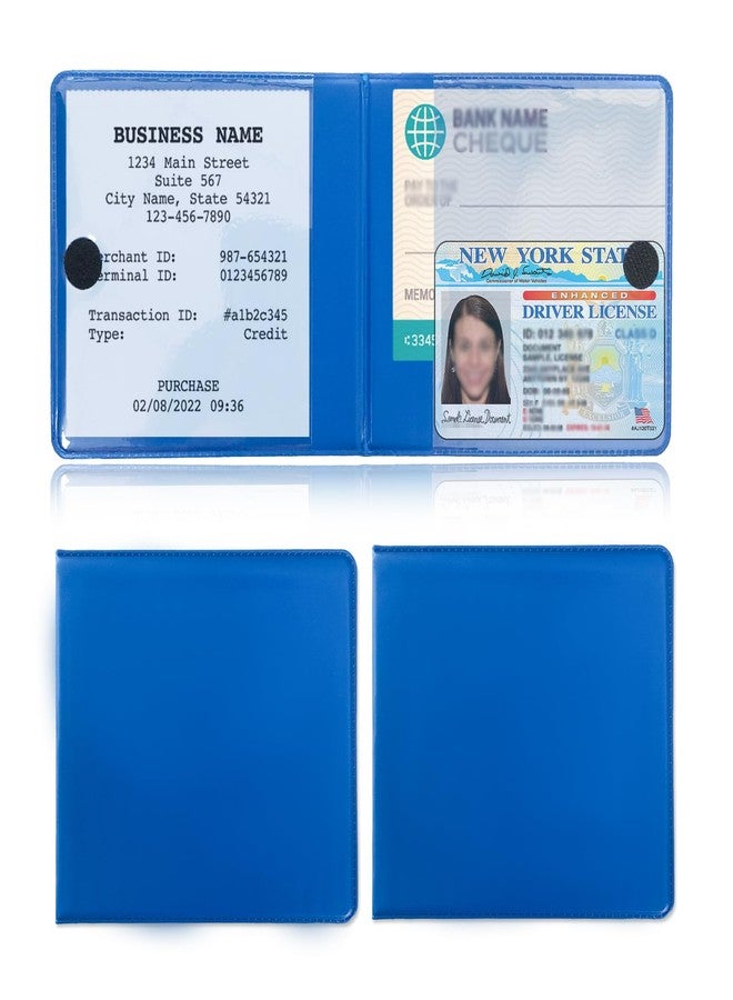 Kewucn 2 PCS Car Registration Insurance Holder, Essential Auto Card Glove Box Organizer, Vehicle Interior Accessories Perfect for Most Car, Truck, SUV (10.55''×4.8'', Blue) - Image 1