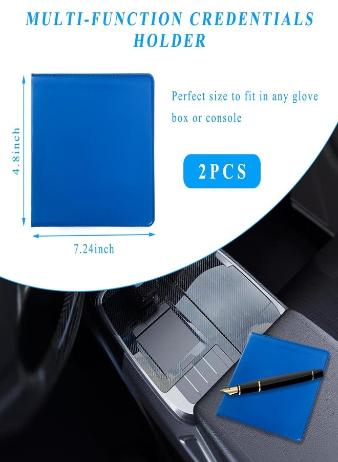 Kewucn 2 PCS Car Registration Insurance Holder, Essential Auto Card Glove Box Organizer, Vehicle Interior Accessories Perfect for Most Car, Truck, SUV (10.55''×4.8'', Blue) - Image 2