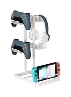 Aluminum Headphone Stand & Game Controller Holder, Universal Organizer for Headsets, Earphones, Controllers, Switch, iPad, and Mobile Phones - Perfect Desk Storage Solution.