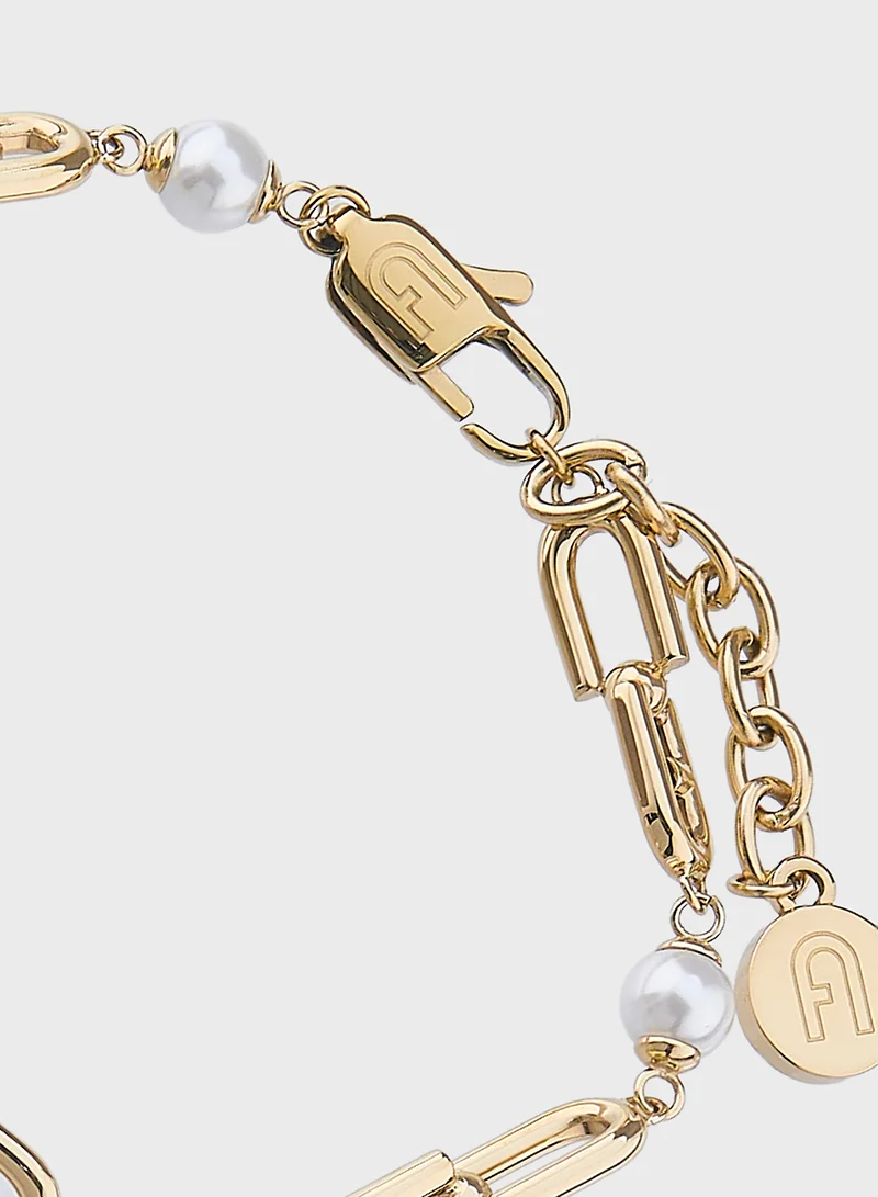 Furla Lady Br Chained Logo Yg Ss W/Pearls  F24