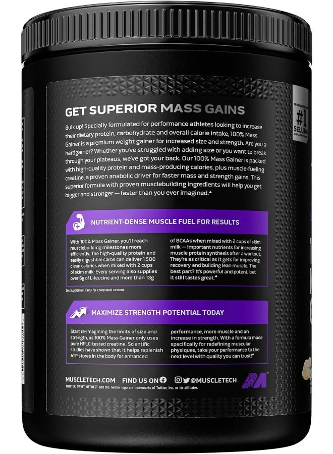 MuscleTech 100% Mass Gainer Vanilla Milkshake Protein Powder 515Lbs