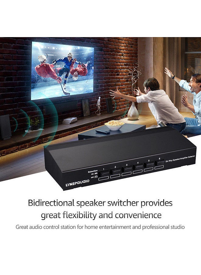 professional 6 pair single source speaker selector bidirectional connection stereo loudspeaker / amplifier comparator audio receiver splitter box