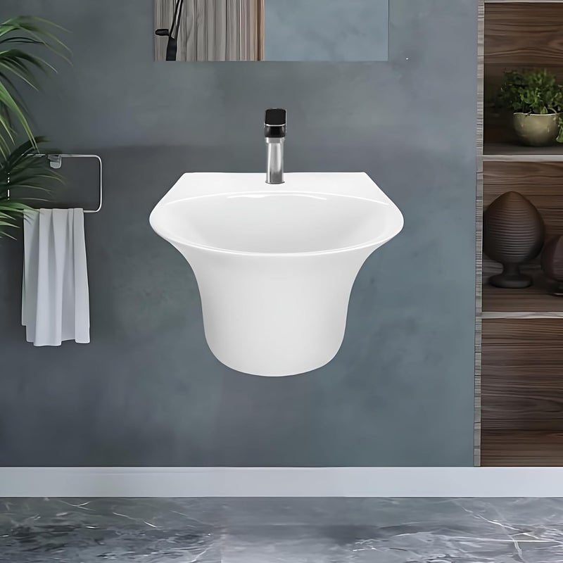 SYON Syon LAVASA Premium Ceramic Wall Hung Wash Basin for Bathroom Living Room 165x155  - Image 2