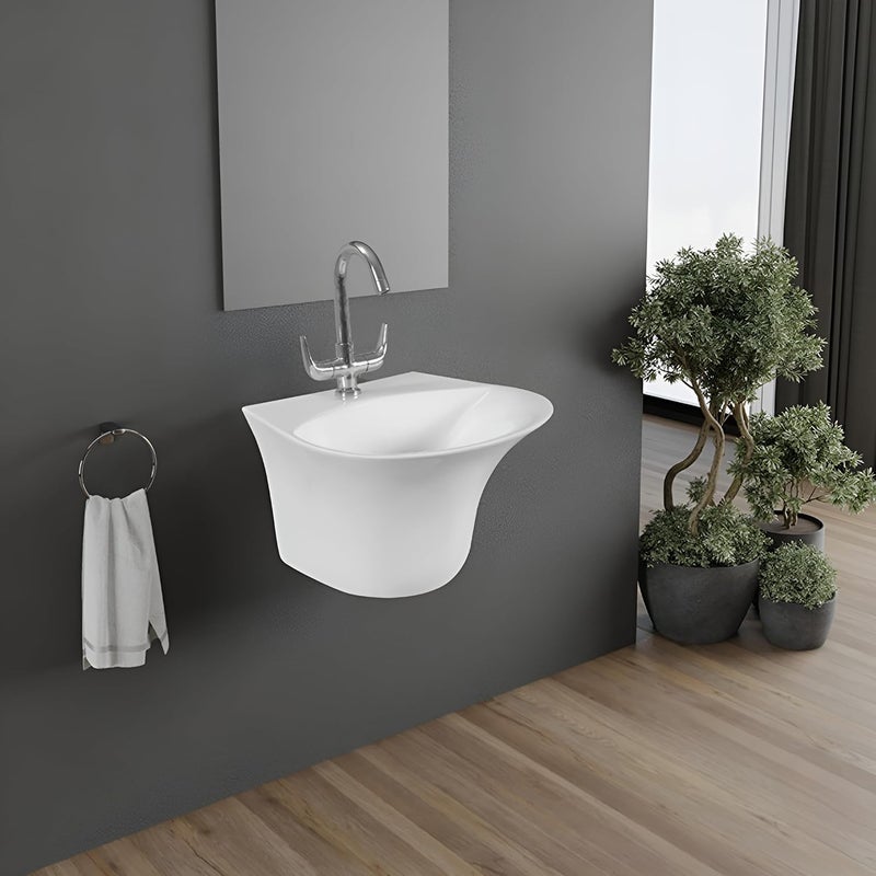 SYON Syon LAVASA Premium Ceramic Wall Hung Wash Basin for Bathroom Living Room 165x155  - Image 3