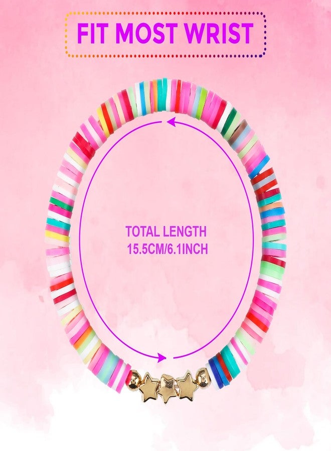 سوريو أساور صداقة أنيقة من Sureio مكونة من 24 قطعة للفتيات المراهقات، على شكل قلب ملون وتاج نجمي، أساور صداقة لركوب الأمواج، أساور لطيفة من الخرز الطيني، أساور لركوب الأمواج بكميات كبيرة كهدايا لحفلات العودة إلى المدرسة - Image 2