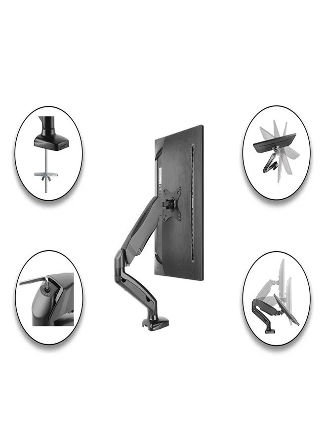 Skill Tech SH130 C012 Single Monitor Display Gas Spring Monitor Arm For Most 13"-32" Screens, VESA 100x100, Max Load Capacity 6 Kg  - Image 2