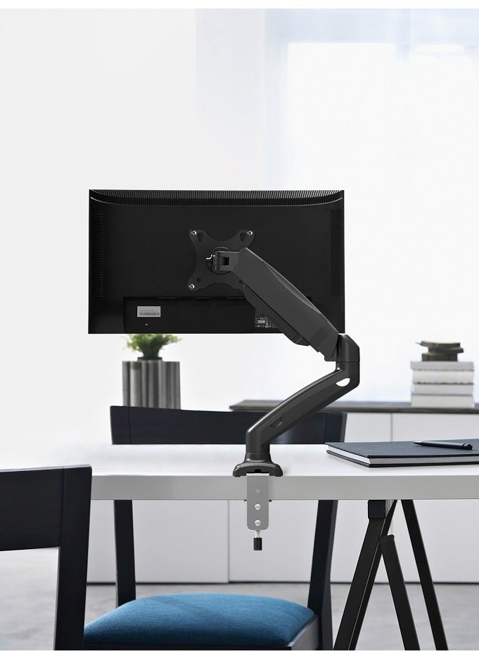 Skill Tech Skilltech SH130 C012 – Super Economical Mechanical Spring Monitor Arm for 17"–32" Screens | Clamp & Grommet Mount | Full Motion +90°/–90° Tilt, 180° Rotation, 9kg Capacity | Matte Black - Image 4