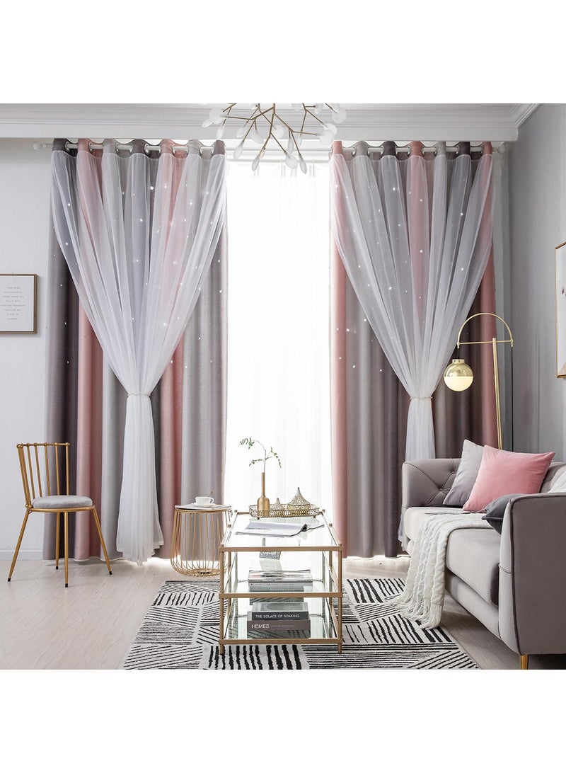 general 2-Piece Hollow Out Stars Blackout Outdoor Curtains - Image 1