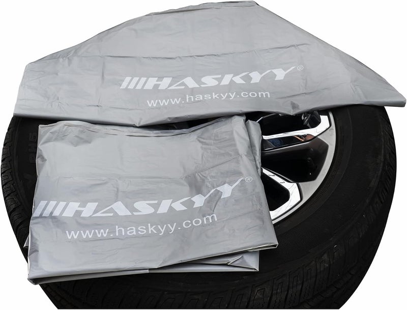 HASKYY 4-Piece XXL Tyre Bag Bag Set 110 x 110 cm I 15-16-17-18-19-20-21-22 Inch I Premium Tyre Protective Cover Bag Set for Tyre Storage, Transport and Storage - Grey - Image 5