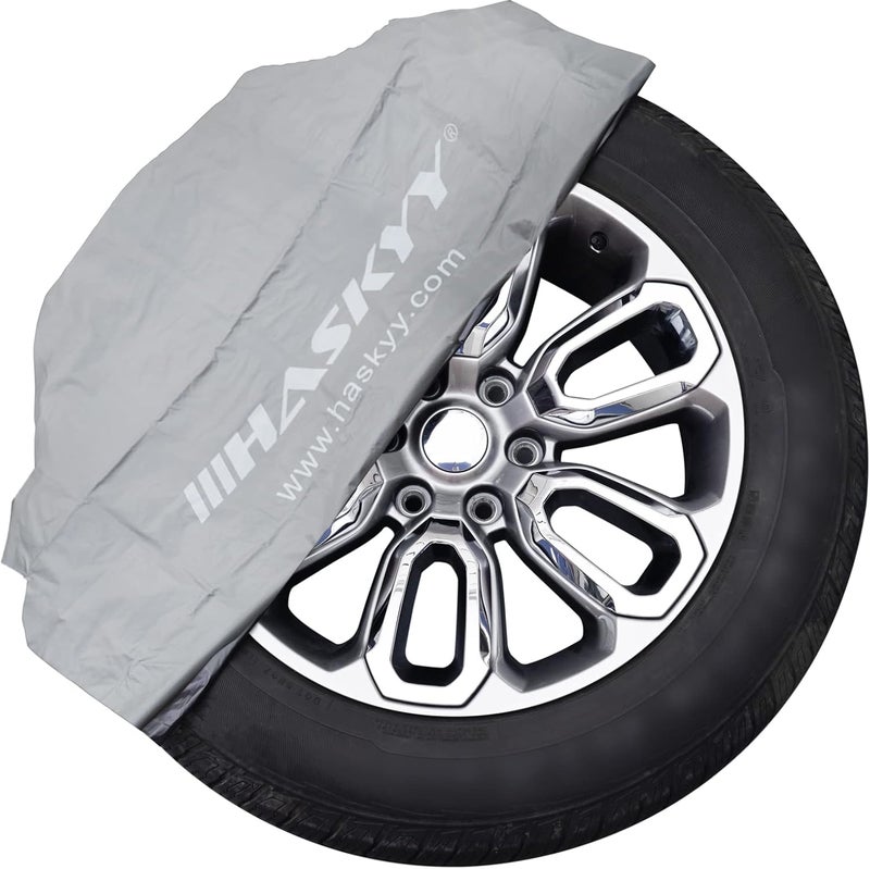 HASKYY 4-Piece XXL Tyre Bag Bag Set 110 x 110 cm I 15-16-17-18-19-20-21-22 Inch I Premium Tyre Protective Cover Bag Set for Tyre Storage, Transport and Storage - Grey - Image 1