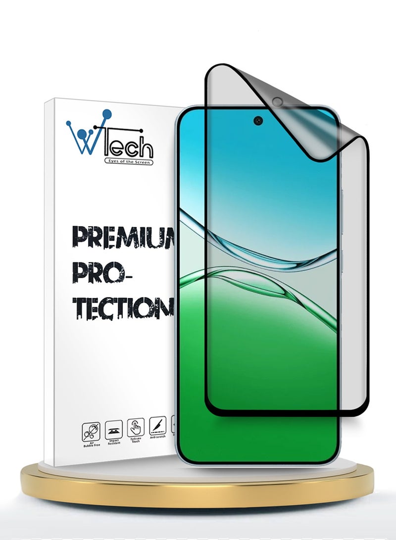 Wtech Oppo A5 5G 2025 Premium Edge-Pro Matte Ceramic Full Glue Full Cover Matte Flexible Screen Protector (MSGPCN) - Clear/Black - Image 1