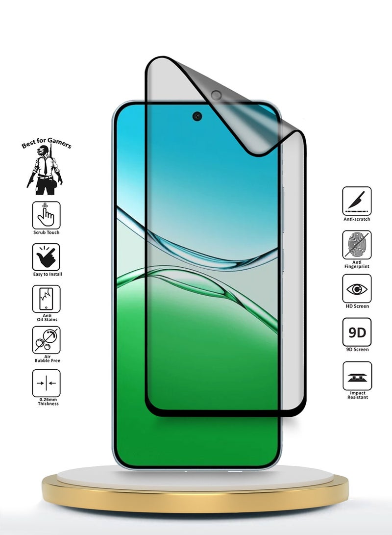 Wtech Oppo A5 5G 2025 Premium Edge-Pro Matte Ceramic Full Glue Full Cover Matte Flexible Screen Protector (MSGPCN) - Clear/Black - Image 2