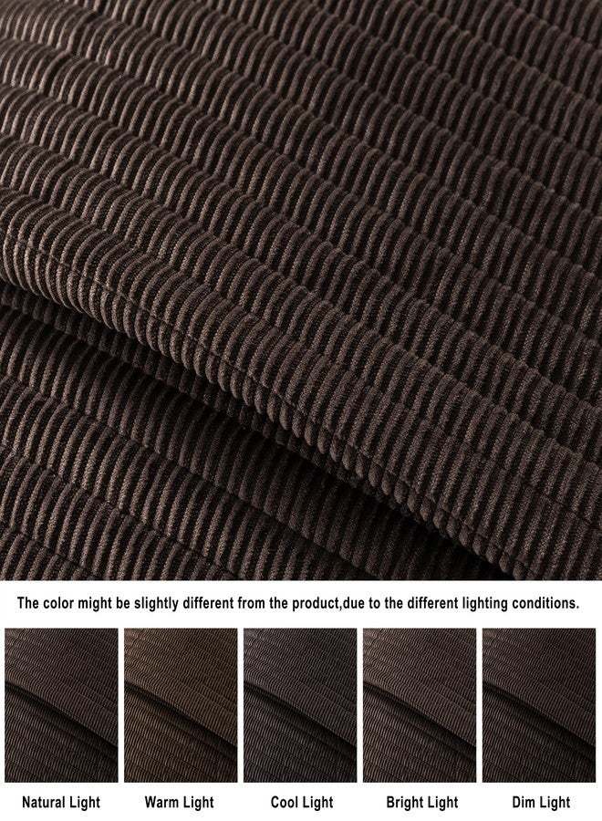 WDCOZY Velvet Queen Size Quilt Set - Chocolate Striped Soft Lightweight Bedspread, Dark Brown Neutral Ribbed Farmhouse Country Rustic Coverlet, Coffee Modern Bedding Warm Thin Comforter, 3 Pieces - Image 5