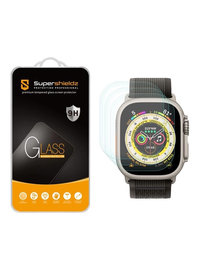 Supershieldz (3 Pack) Designed for Apple Watch Ultra Tempered Glass Screen Protector, Anti Scratch, Bubble Free - Image 1
