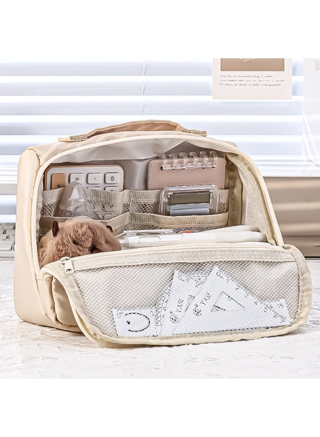 عام حافظة أقلام فائقة السعة، قابلة للتوسيع بسعة كبيرة جدًا، صندوق منظم للأقلام وأدوات مكتبية، حقيبة ظرية عالية السعة، مستلزمات مدرسية جذابة وجميلة. - Image 2