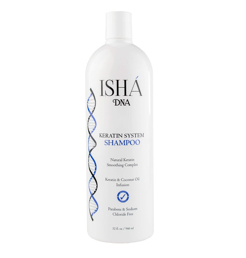 ISHA DNA Keratin Treatment System Shampoo - Sulfate and Parabens Free - For Keratin-Treated and All Hair Types - Coconut Oil Infused (32 Fl oz.) - Image 1