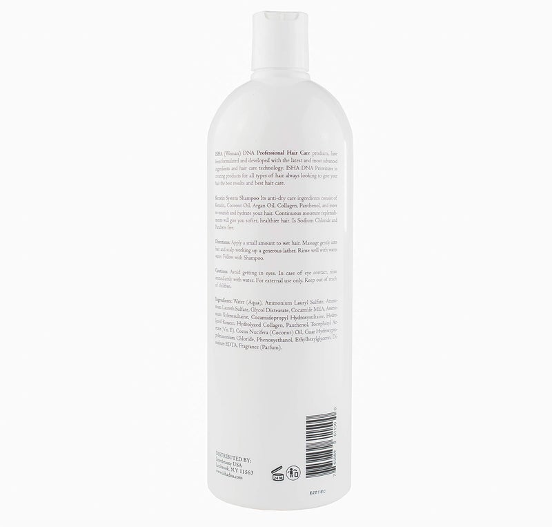 ISHA DNA Keratin Treatment System Shampoo - Sulfate and Parabens Free - For Keratin-Treated and All Hair Types - Coconut Oil Infused (32 Fl oz.) - Image 2