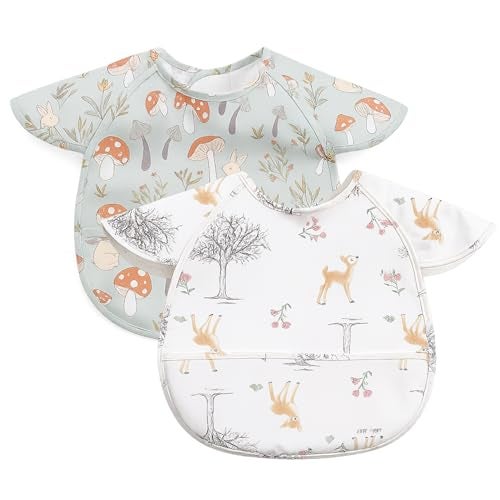 Chic Buddy Bibs for Baby Boys & Girls 6 to 36 Months | Pack of 2, Adjustable Sleeveless Feeding Bibs with Pocket (Woodland Collection) - Image 1