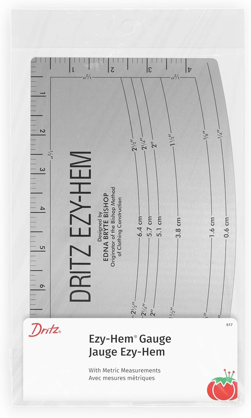 Dritz Ezy Hem Gauge - Nickel with Black Printing for Accurate Hem Measurements - Image 1