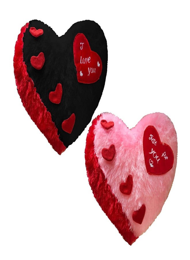 PICKKART Love Heart Pillow Gift Items for Girlfriend/Boyfriend/Couples/Husband/Love One/Hubby - Love Heart Shape Pillow Combo Offers (Black-Pink) - Image 1