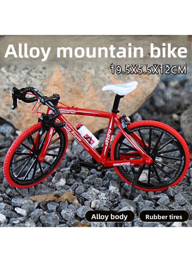 Simulated Alloy Bicycle Curved Handlebar Mountain Bike Metal Toy Model Mini Bicycle Boy Gift Ornament Hand-Made 