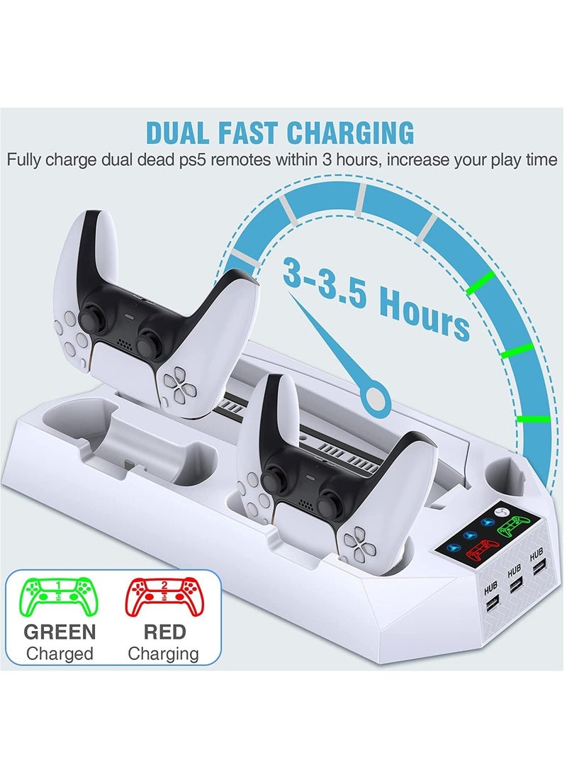 XICEN - Multifunctional Cooling Stand for PS5 Digital Edition / PS5 Disc Version, With  Dual Controller Charging Station, PS5 Cooling Fan with Headset Holder and 3 Adjustable Fan Speeds - Image 1