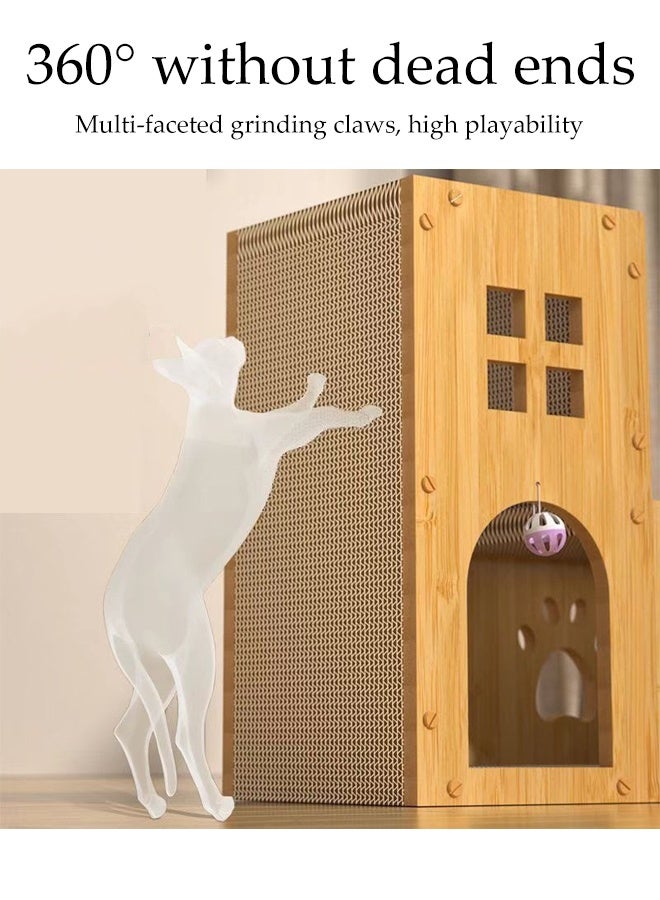 DUNISO 3 Lays Multifunctional Cat Scratcher House Cat Claw Board Resistant Scratching Board Column Vertical Cat House with Toy Balls Indoor Detachable Corrugated Board Cat Scratcher Box for Cats Grinding Claw, Training, Playing, Sleep, Rest - Image 2