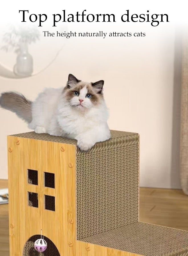 DUNISO 3 Lays Multifunctional Cat Scratcher House Cat Claw Board Resistant Scratching Board Column Vertical Cat House with Toy Balls Indoor Detachable Corrugated Board Cat Scratcher Box for Cats Grinding Claw, Training, Playing, Sleep, Rest - Image 5