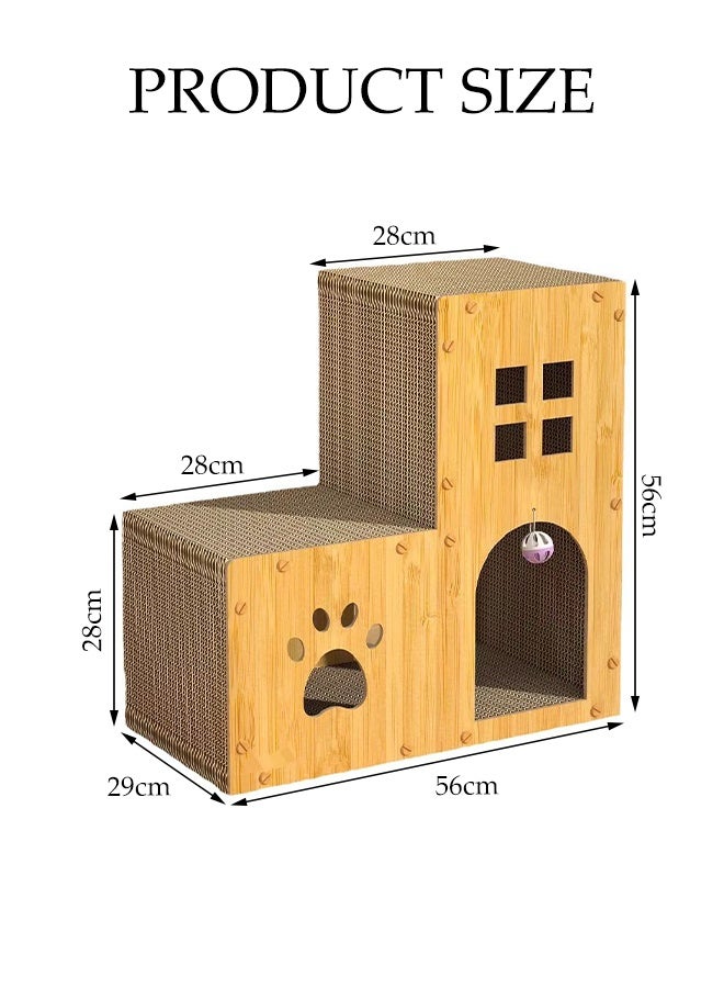 DUNISO 3 Lays Multifunctional Cat Scratcher House Cat Claw Board Resistant Scratching Board Column Vertical Cat House with Toy Balls Indoor Detachable Corrugated Board Cat Scratcher Box for Cats Grinding Claw, Training, Playing, Sleep, Rest - Image 4