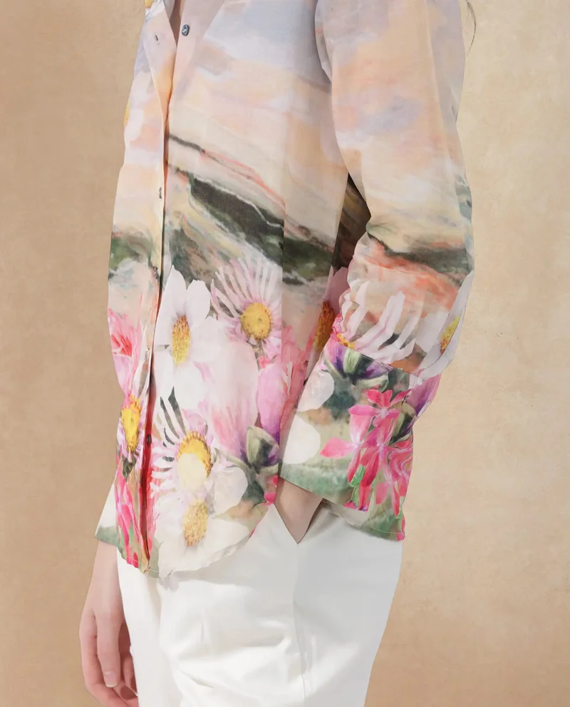 Rareism Rareism Women Cyno Multi Cotton Fabric Full Sleeve Collared Neck Floral Print Regular Length Shirt