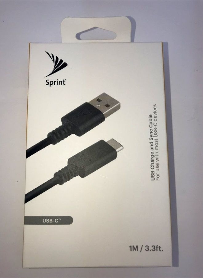SPRINT USB-C 1M/3.3ft. Cable for USB Type C Devices Black - Image 1