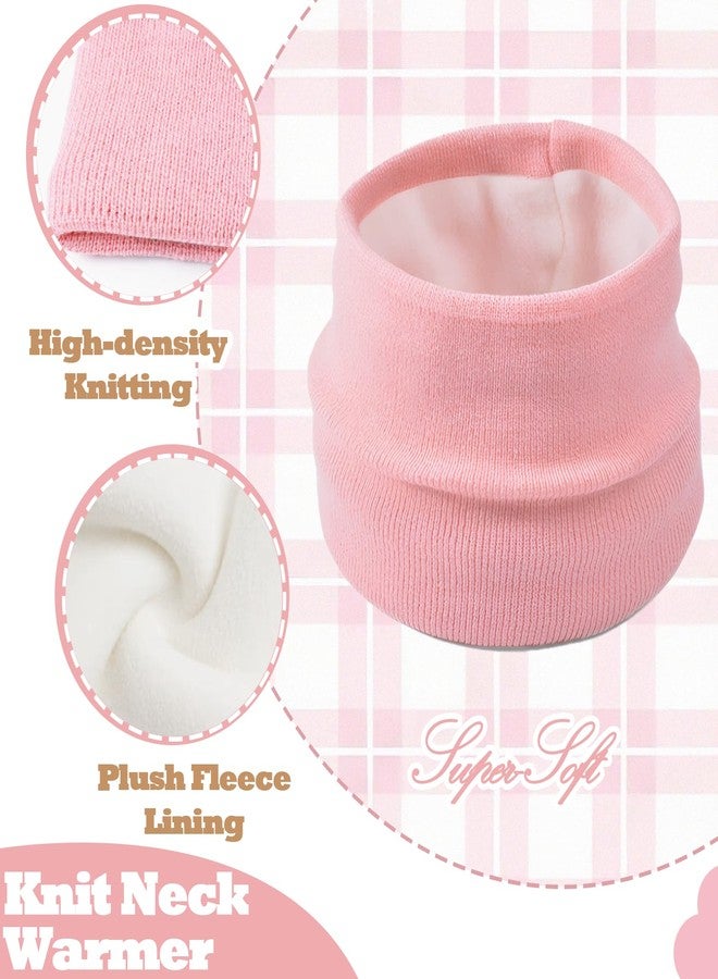 KMOLY Kids Winter Beanie Hat Scarf Gloves Set for Girls Boys Age 3-10,Cute Bow Cuffed Knitted Hat Neck Scarf with Fleece lined (Creamy White) - Image 3