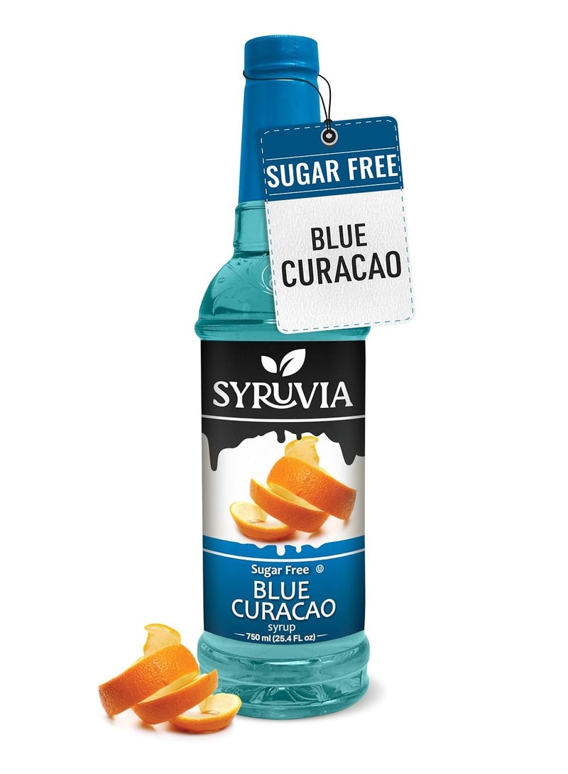 Syruvia Syruvia Sugar-Free Blue Curacao Syrup -750 ml Premium Coffee Flavoring Syrup. 0 Calories, Kosher, and Gluten-Free. Perfect for Drinks, Sodas, Shakes, Desserts, and More.  - Image 1