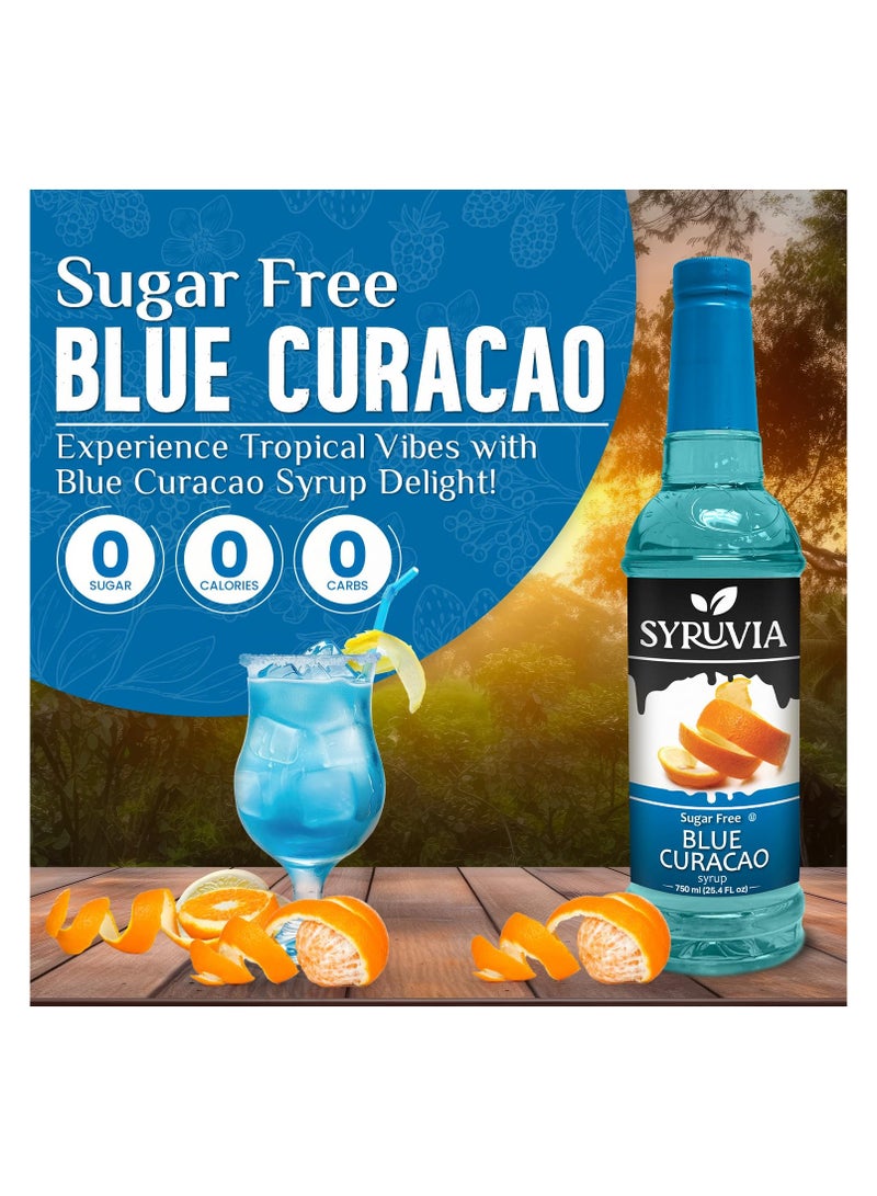 Syruvia Syruvia Sugar-Free Blue Curacao Syrup -750 ml Premium Coffee Flavoring Syrup. 0 Calories, Kosher, and Gluten-Free. Perfect for Drinks, Sodas, Shakes, Desserts, and More.  - Image 2