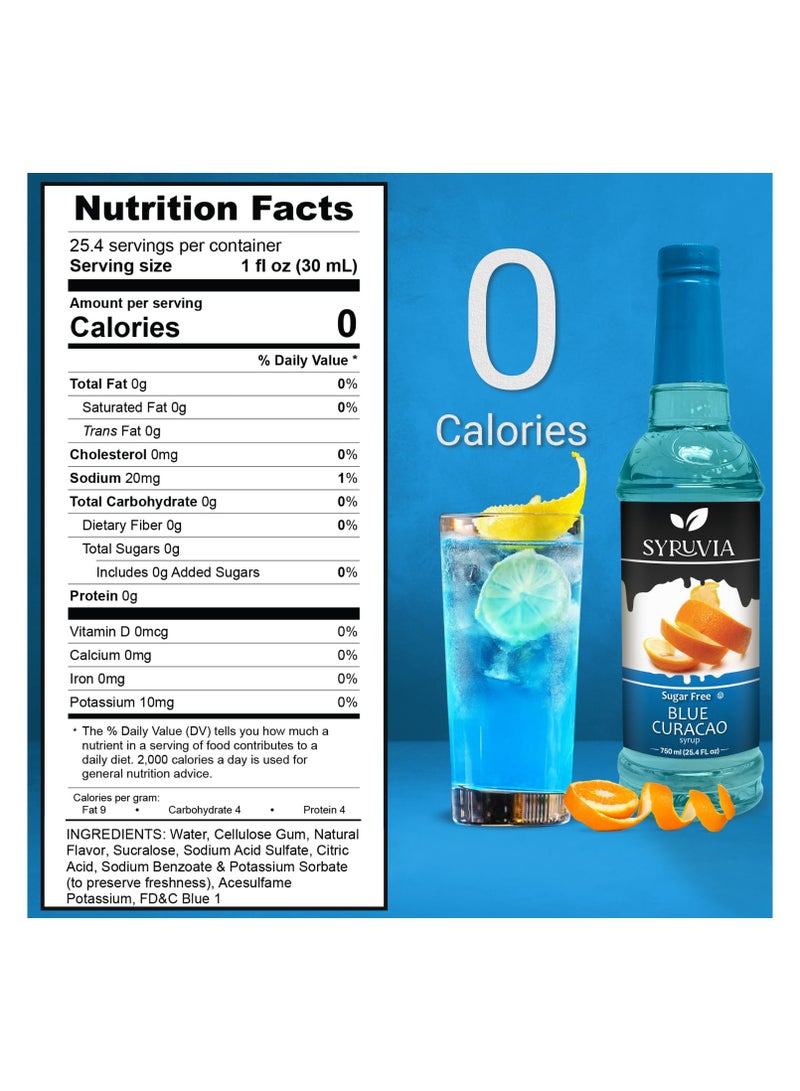 Syruvia Syruvia Sugar-Free Blue Curacao Syrup -750 ml Premium Coffee Flavoring Syrup. 0 Calories, Kosher, and Gluten-Free. Perfect for Drinks, Sodas, Shakes, Desserts, and More.  - Image 3
