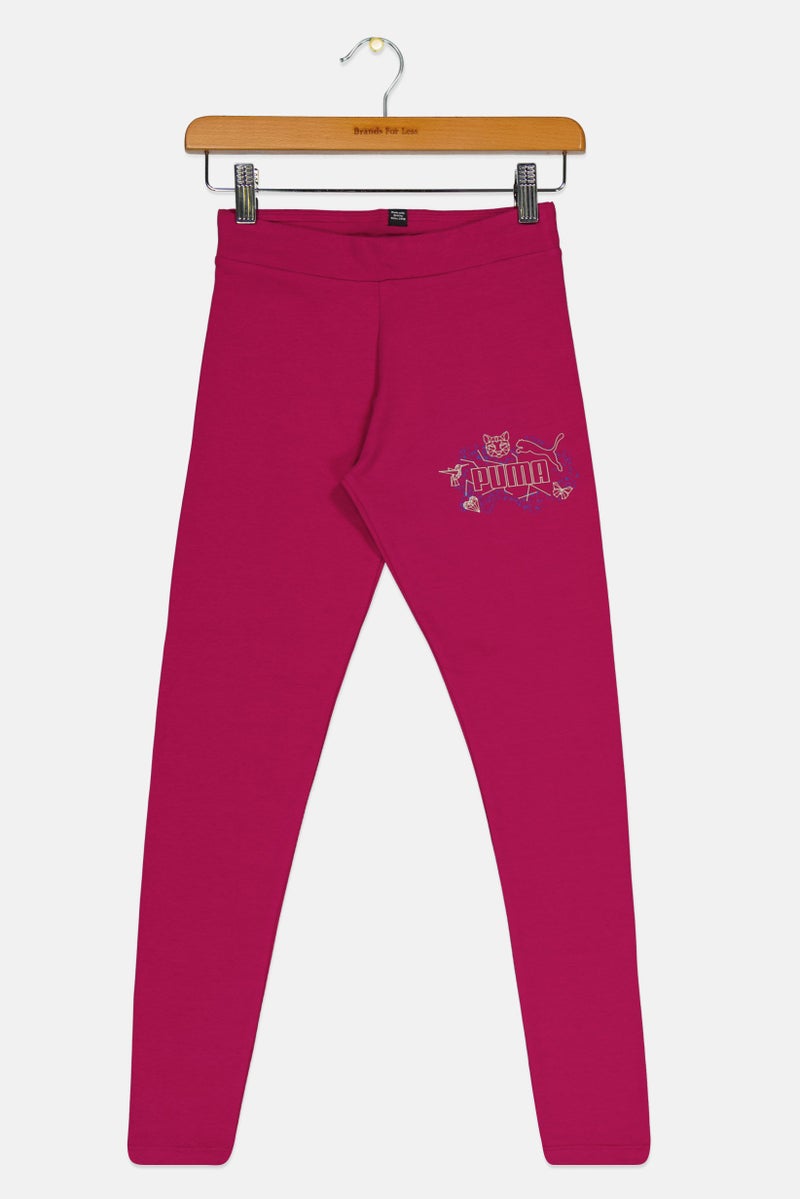 PUMA ليجنز خارجية مطبوعة للأطفال الفتيات، وردي فوشيا - Image 1