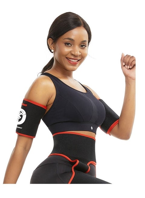 Adjustable Arm Shaper Bands for Women & Men | Sweat Bands to Reduce Cellulite, Boost Sweating & Tone Arms | Sports Workout Wraps in Red
