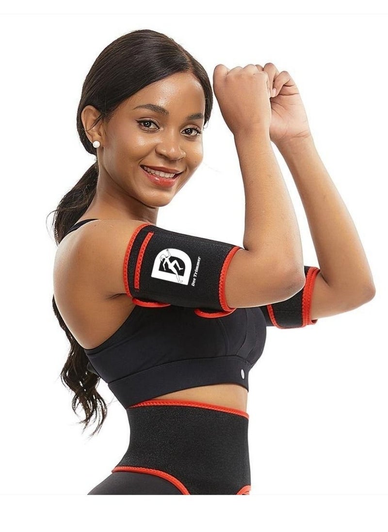 Adjustable Arm Shaper Bands for Women & Men | Sweat Bands to Reduce Cellulite, Boost Sweating & Tone Arms | Sports Workout Wraps in Red