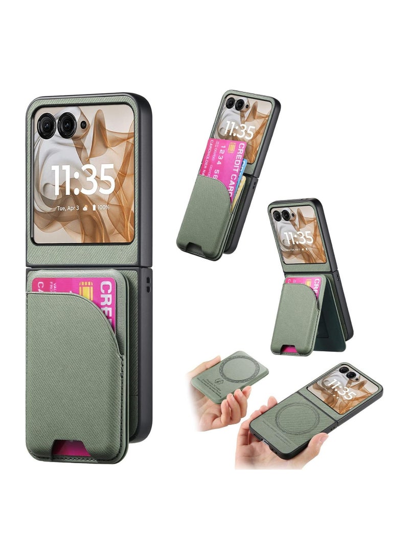 Case for Motorola Razr 60 Ultra with magnetic removable card holder, anti-fingerprint and anti-scratch protective cover for Moto Razr 60 Ultra 