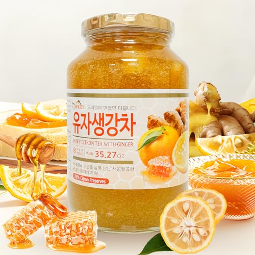Apexy Authentic Korean Honey Citron Tea With Ginger, Citron Tea, Just Add Hot Water, Yuzu Marmalade, Yuzu for Salad, Citron Spread, No Artificial Colors, Versatile and Natural Delight, Made in KOREA 35.27oz (1kg). (Honey Citron With Ginger) - Image 2