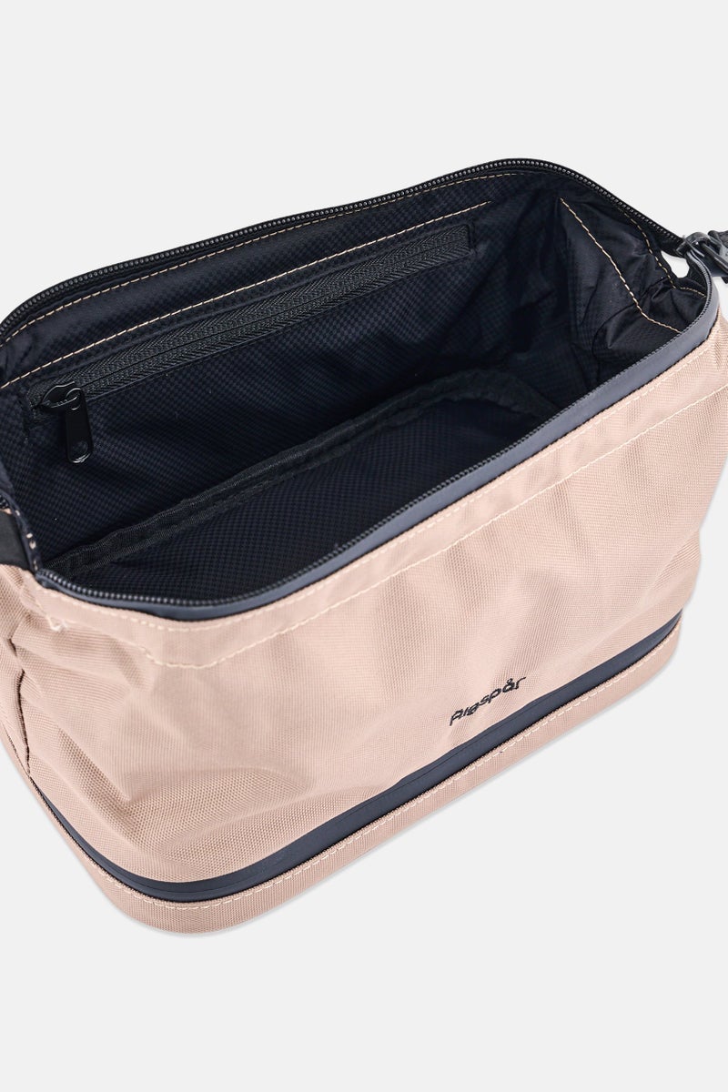 Algspar Men Brand Logo Toiletry Bag, Brown - Image 3