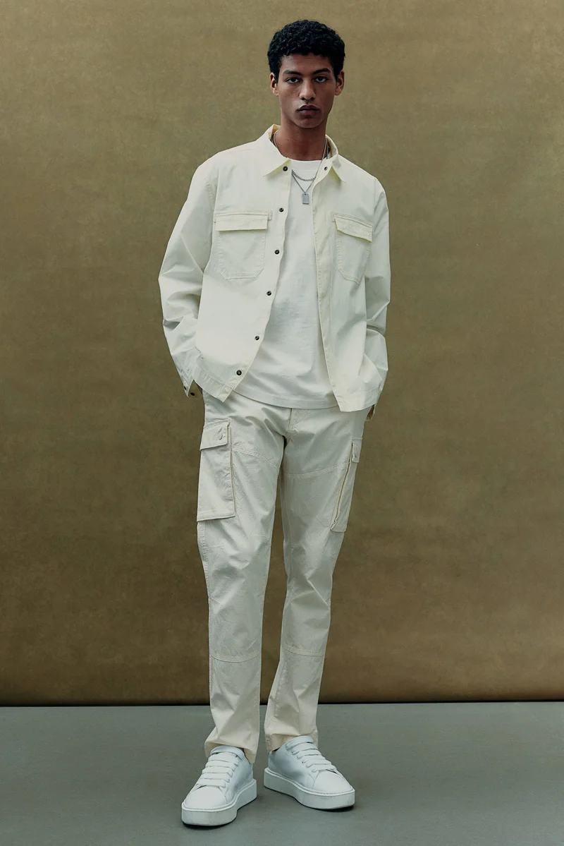 H&M White Dusty Light Regular Fit Utility overshirt for Men | Best Price UAE