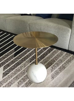 DANUBE HOME Trazo Round Side Table - Gold / White  - Image 1
