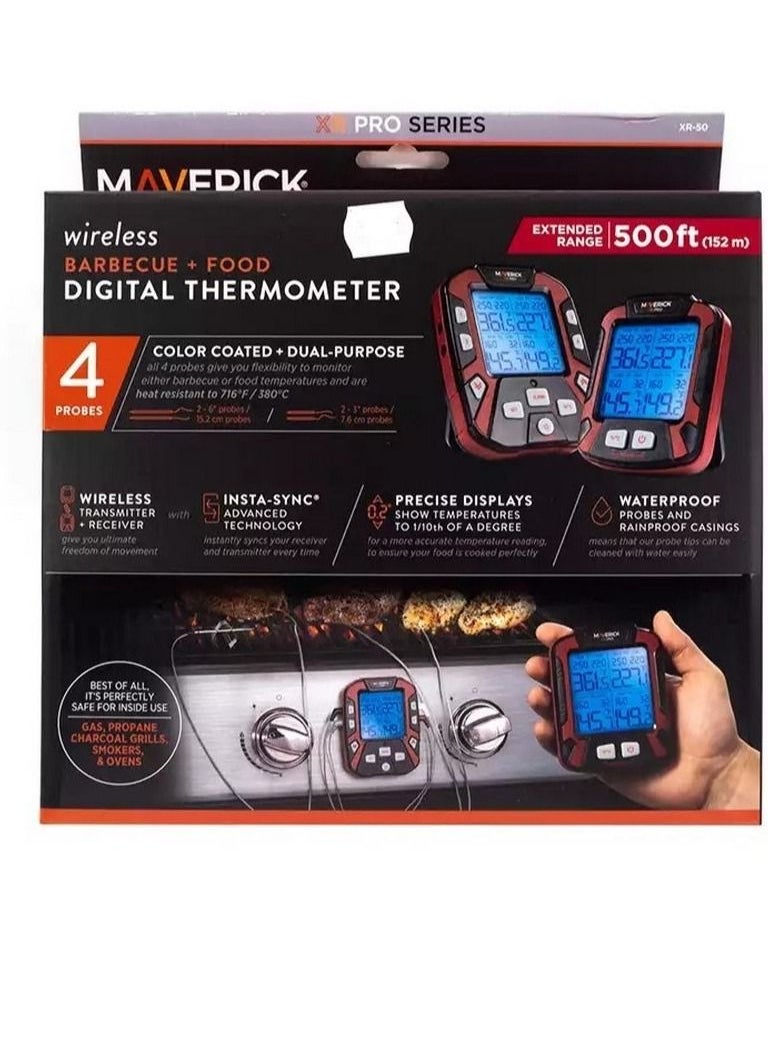 Maverick - XR-50 Extended Range Digital Remote Wireless 4 Probe BBQ & Meat Thermometer - Image 1