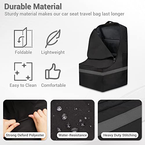 ProFaster Car Seat Travel Bag - Padded, Comfortable, Durable, Roomy Gate Check Carseat Cover Backpack Fits 3-in-1，Convertible, Booster & Infant Car Seats for Airplane, Airport, Gray - Image 5