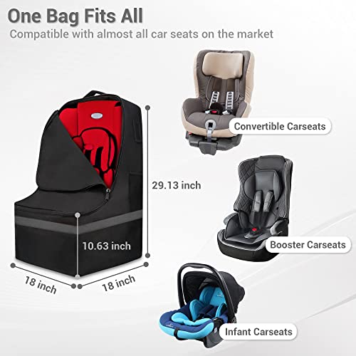 ProFaster Car Seat Travel Bag - Padded, Comfortable, Durable, Roomy Gate Check Carseat Cover Backpack Fits 3-in-1，Convertible, Booster & Infant Car Seats for Airplane, Airport, Gray - Image 2