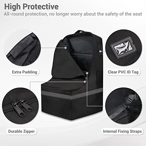 ProFaster Car Seat Travel Bag - Padded, Comfortable, Durable, Roomy Gate Check Carseat Cover Backpack Fits 3-in-1，Convertible, Booster & Infant Car Seats for Airplane, Airport, Gray - Image 3