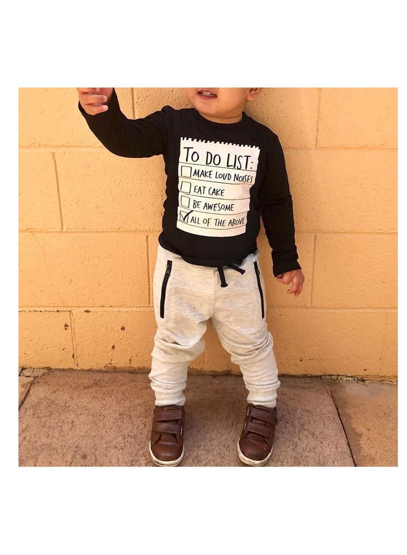 Boys Clothes Outfits 3T - 7T, Boys Cotton Long Sleeve Letter Print Tees T-Shirt Pant 2-Piece Clothing Sets Fall Winter Sweatshirt - Image 3